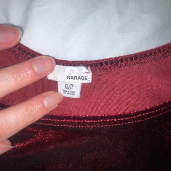 Garage Burgundy Velvet Top - Picture 3 of 4